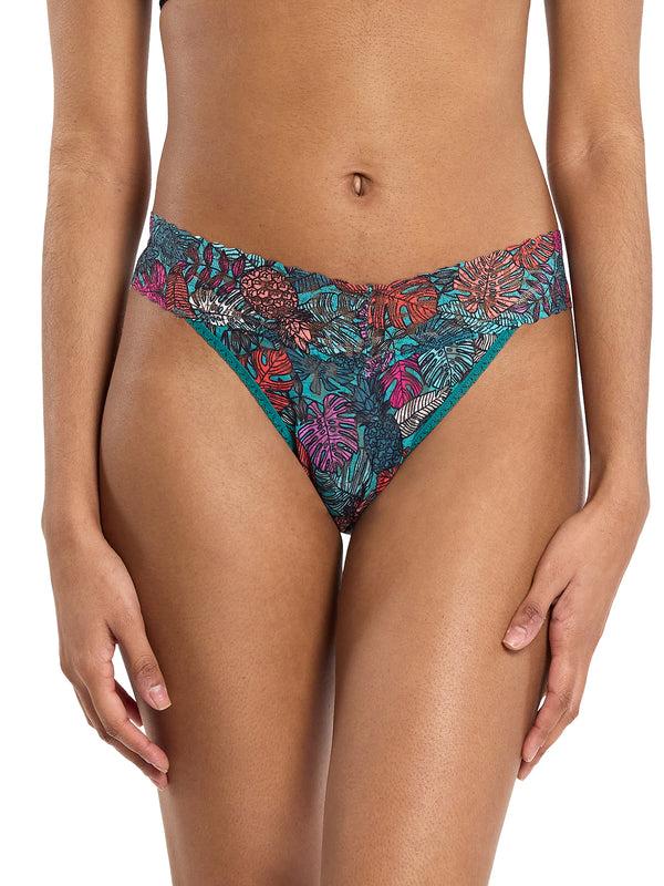 Hanky Panky Signature Lace® Original Rise Printed Thong And Saxx Drop Temp Cooling Cotton Boxer Brief Fruity Palm - Aqua