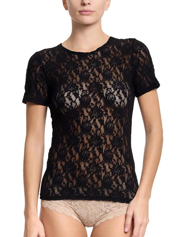 Hanky Panky Signature Lace® Short Sleeve Top Black