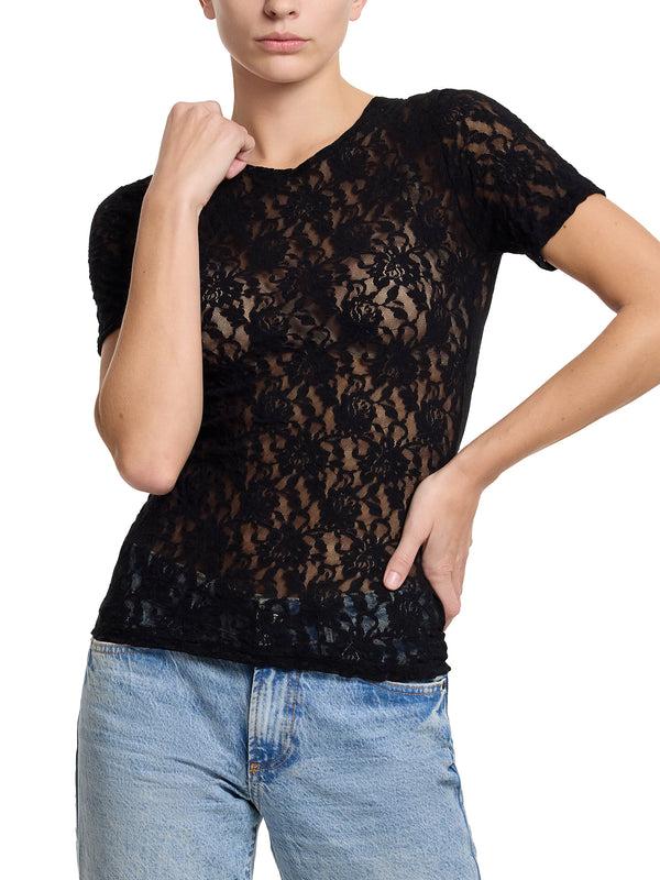 Hanky Panky Signature Lace® Short Sleeve Top Black