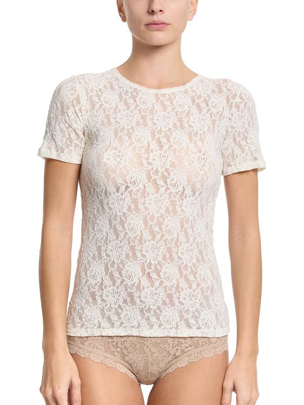 Hanky Panky Signature Lace® Short Sleeve Top Marshmallow