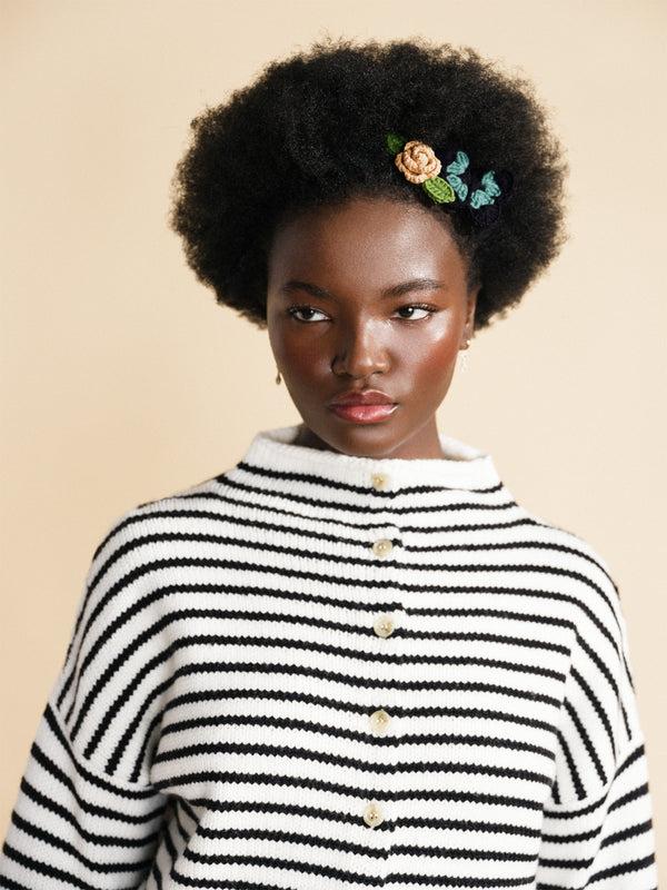 Hansel From Basel Butterfly Garden Crochet Hair Clips Camel