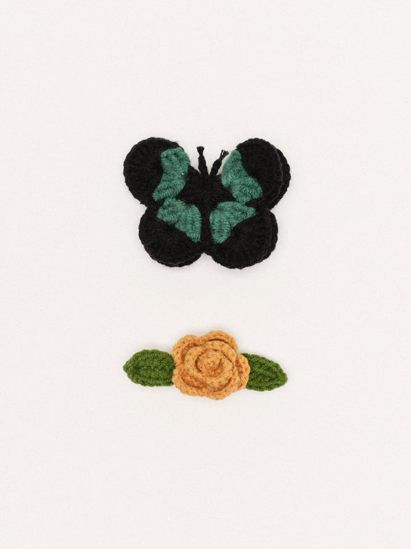 hansel from basel Butterfly Garden Crochet Hair Clips camel