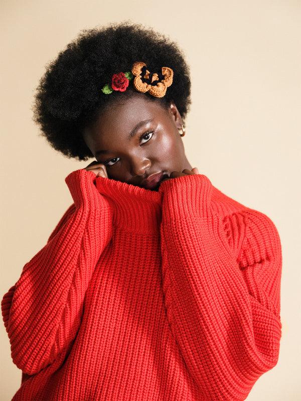 Hansel From Basel Butterfly Garden Crochet Hair Clips Red