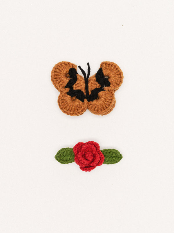 hansel from basel Butterfly Garden Crochet Hair Clips red