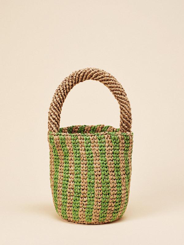 Hansel From Basel Amalfi Straw Bucket Bag Green