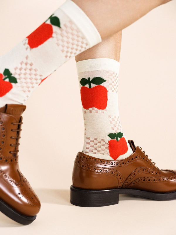 Hansel From Basel Apple Blocks Sheer Crew Ivory