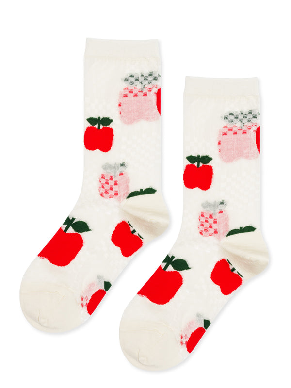 hansel from basel Apple Blocks Sheer Crew ivory