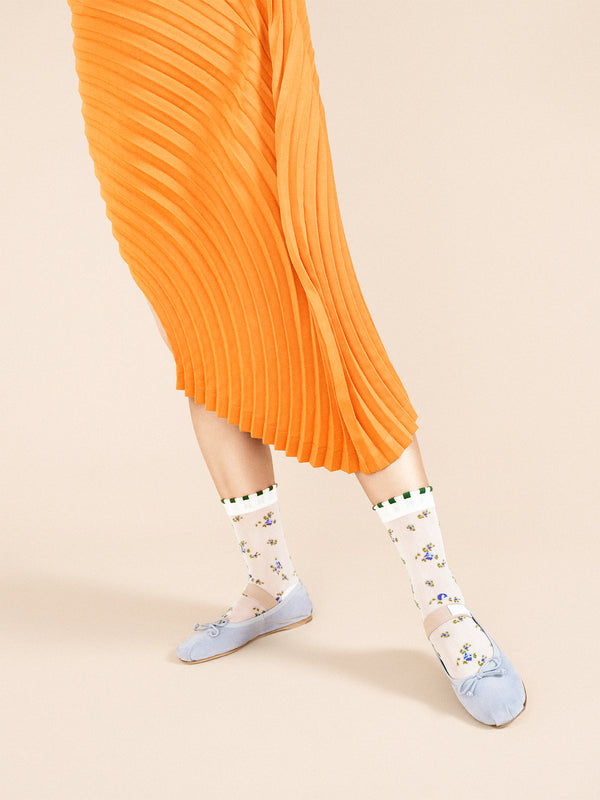 Hansel From Basel Ashley Floral Sheer Crew White