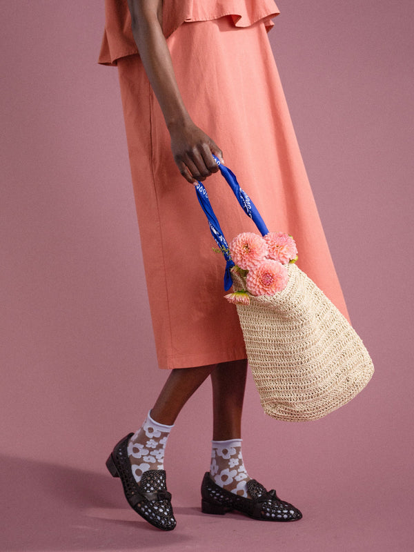 hansel from basel Bandana Handle Crochet Bag blue