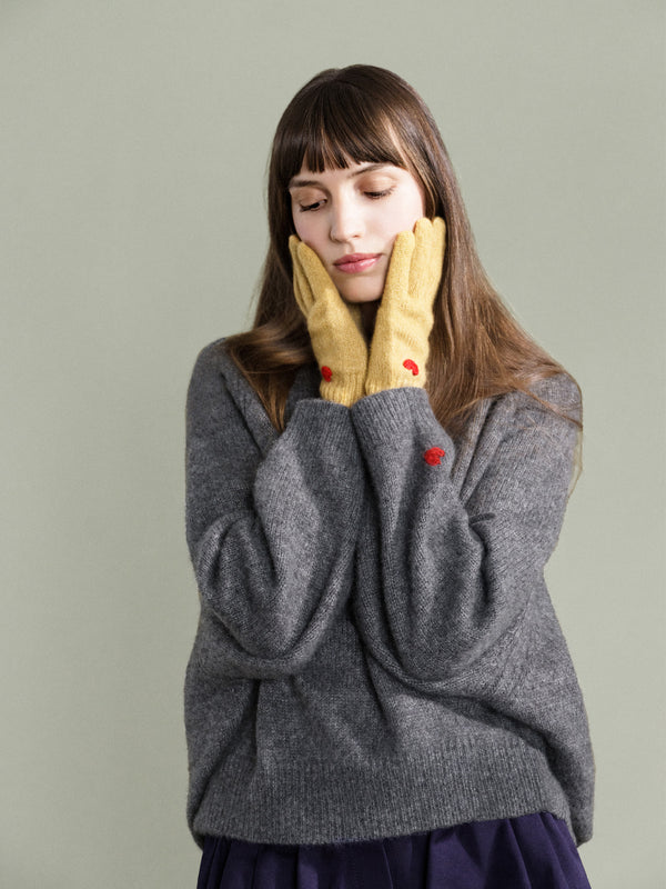 Hansel From Basel Cashmere Heart Gloves Amber