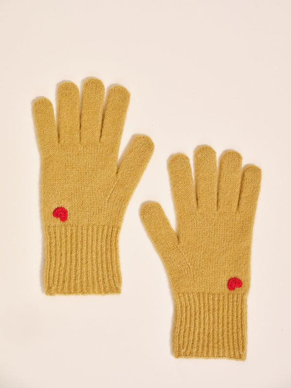 Hansel From Basel Cashmere Heart Gloves Amber