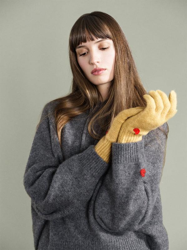 hansel from basel Cashmere Heart Gloves amber