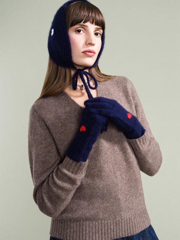 Hansel From Basel Cashmere Love Headscarf Navy