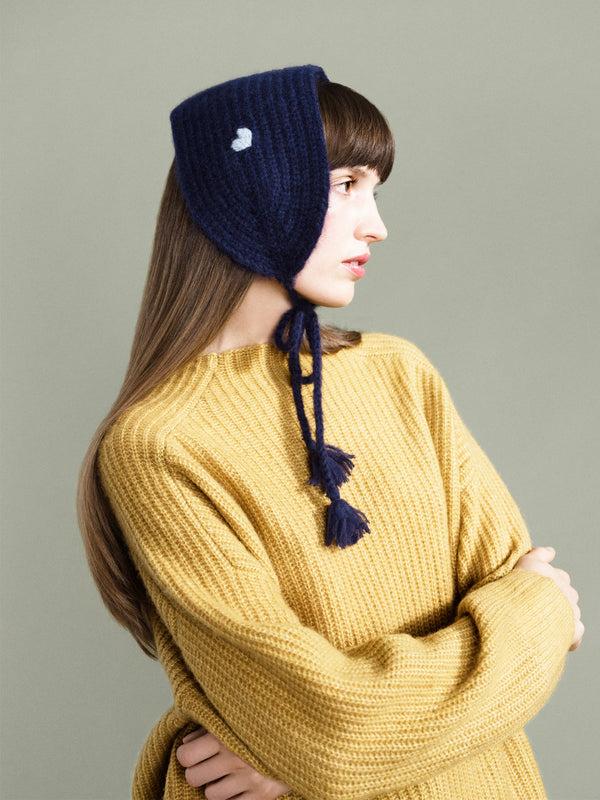 hansel from basel Cashmere Love Headscarf navy