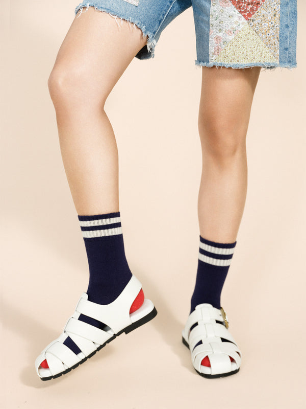 Hansel From Basel Collegiate Stripe Crew Navy