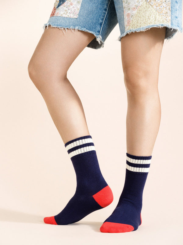 Hansel From Basel Collegiate Stripe Crew Navy