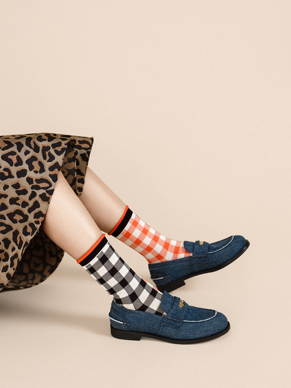 Hansel From Basel Colorblock Gingham Crew Red