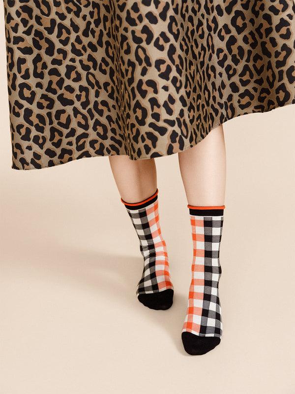 Hansel From Basel Colorblock Gingham Crew Red