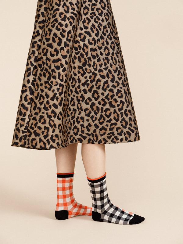 Hansel From Basel Colorblock Gingham Crew Red