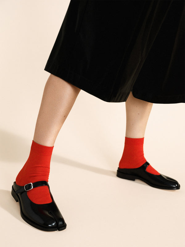 Hansel From Basel Cotton Tabi Short Crew Poppy Red