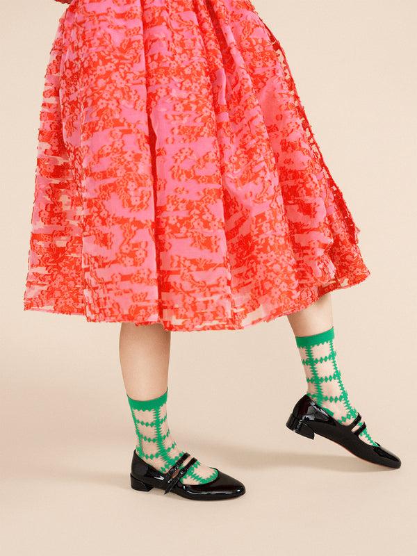 Hansel From Basel Crochet Squares Sheer Crew Green