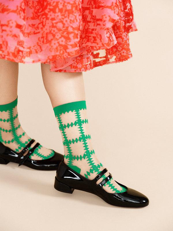 Hansel From Basel Crochet Squares Sheer Crew Green