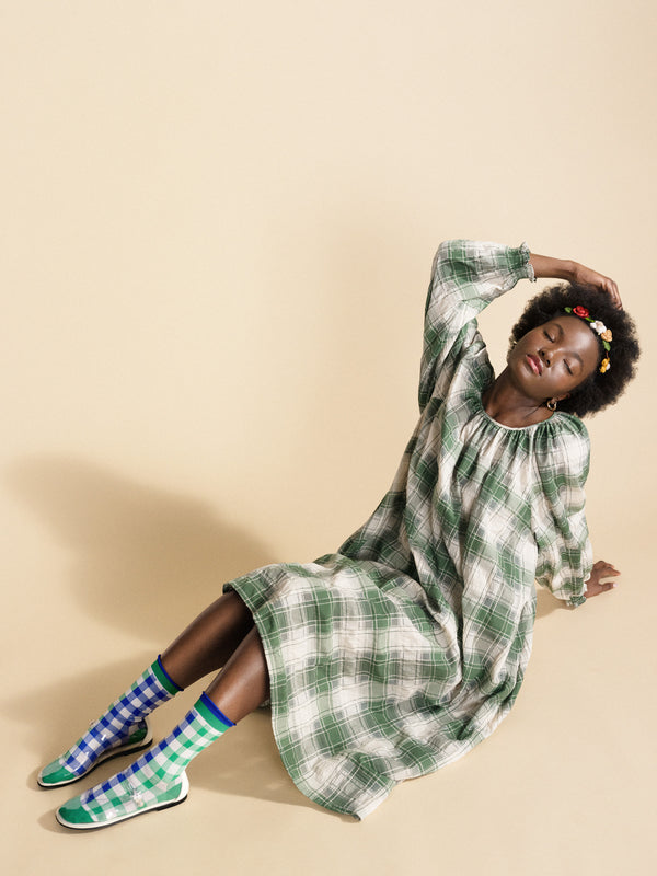 Hansel From Basel Flora Plaid Dress Plaid