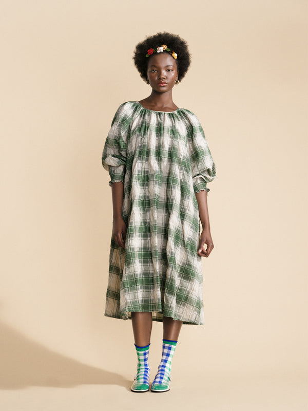 hansel from basel Flora Plaid Dress plaid