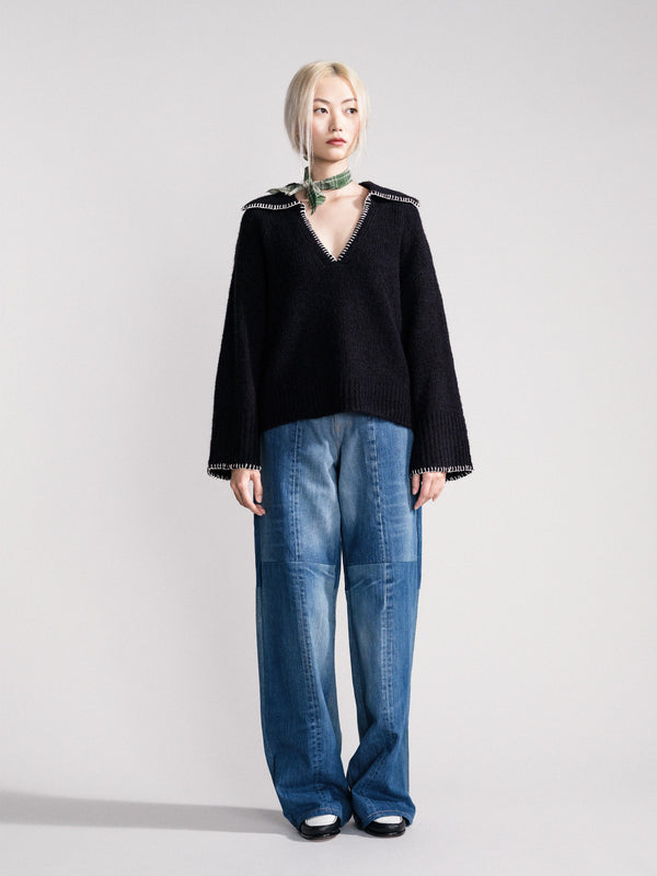 Hansel From Basel Gstaad Big Collar Pullover Black