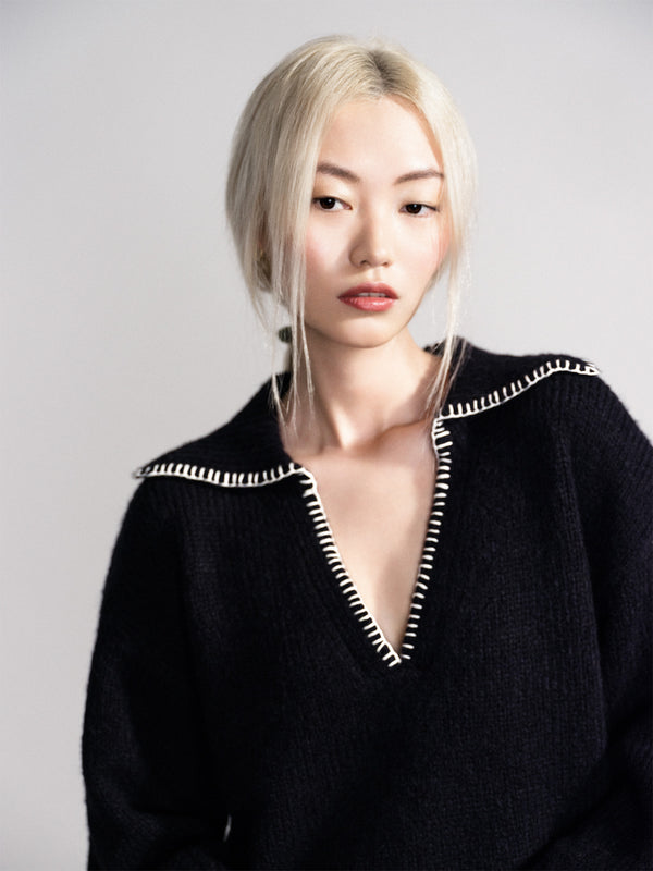 Hansel From Basel Gstaad Big Collar Pullover Black