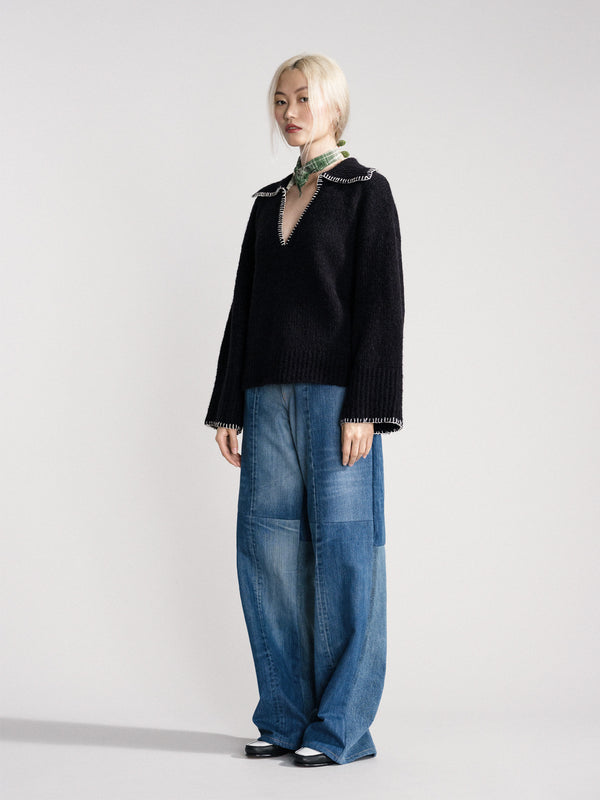 Hansel From Basel Gstaad Big Collar Pullover Black