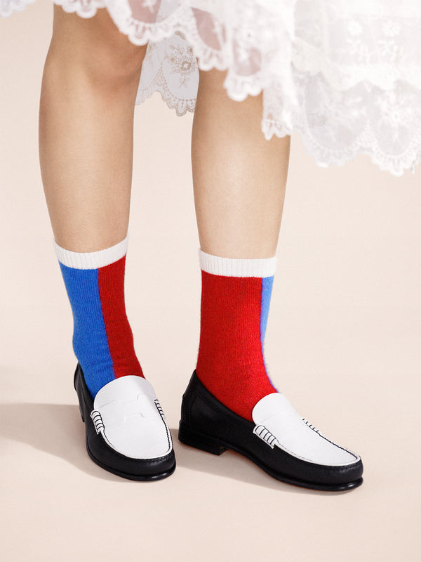 Hansel From Basel Half And Half Cashmere Crew Red