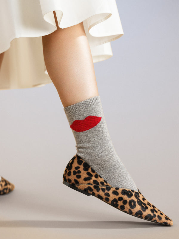 Hansel From Basel Lips Cashmere Crew Grey