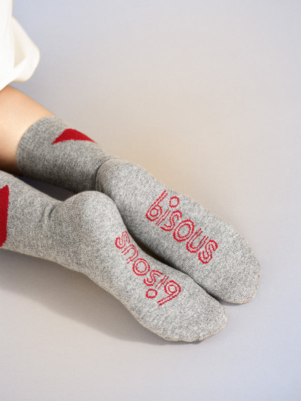 Hansel From Basel Lips Cashmere Crew Grey