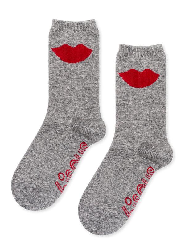 hansel from basel Lips Cashmere Crew grey