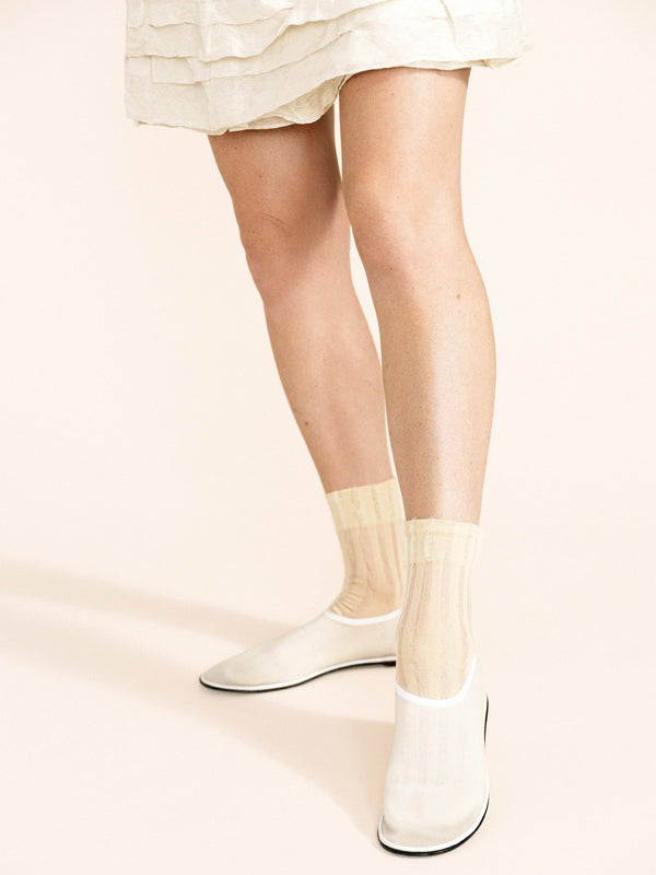 Hansel From Basel Mykonos Sheer Short Crew Nude