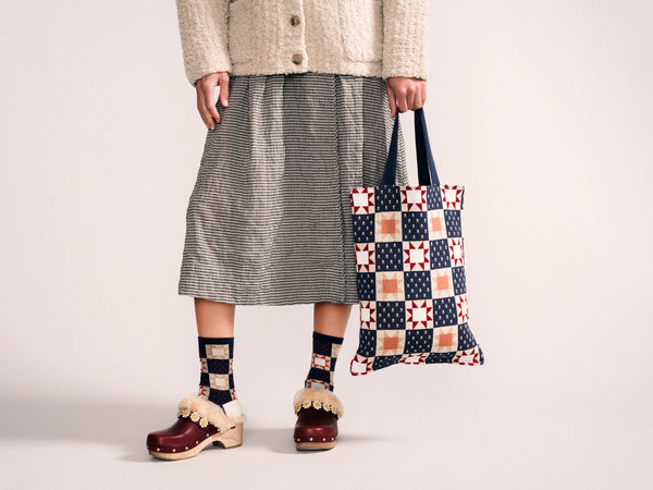 Hansel From Basel Quilt Tote Bag Blue