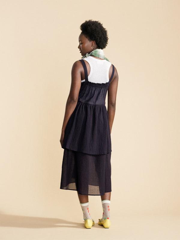 Hansel From Basel Sisley Sheer Tiered Dress Black