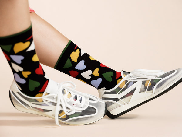 Hansel From Basel Terrazzo Hearts Sheer Crew Black