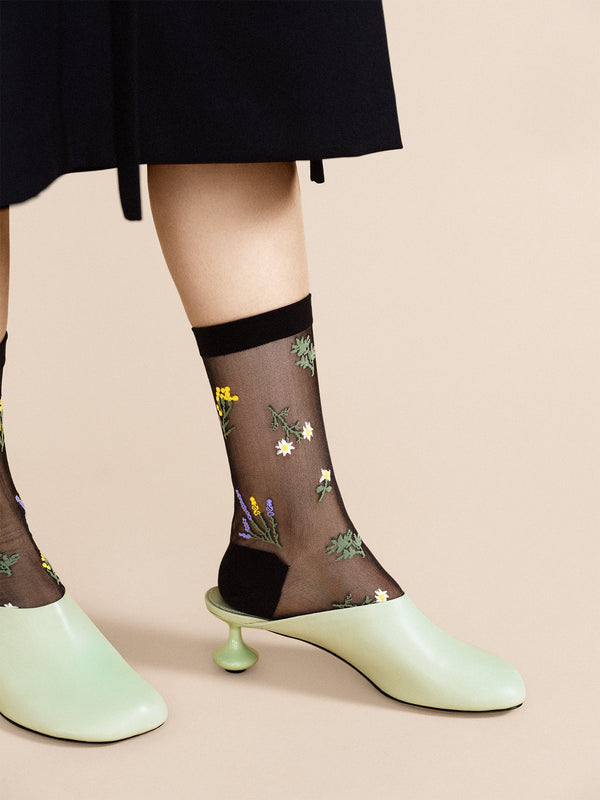 Hansel From Basel Wildflower Sheer Crew Black