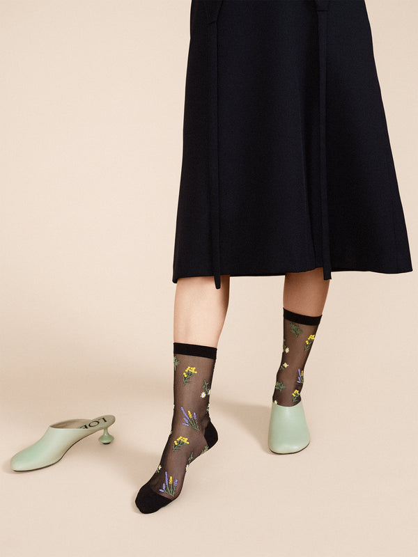 Hansel From Basel Wildflower Sheer Crew Black