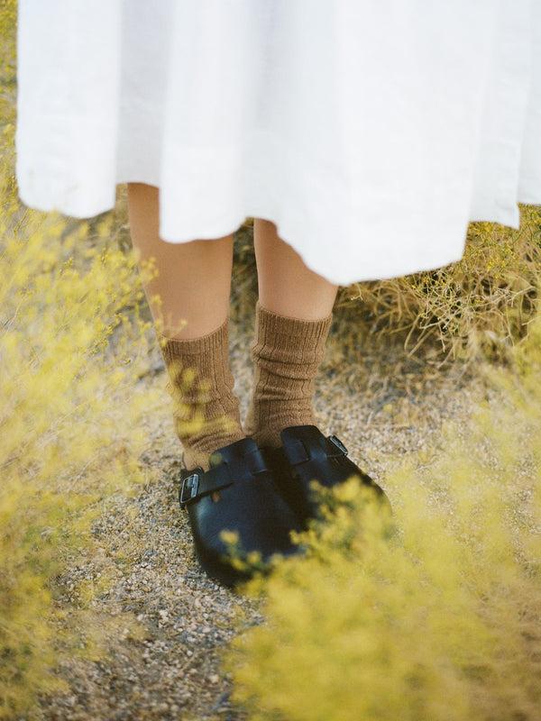 Hansel From Basel Italia Cashmere Cozy Rib Crew Camel