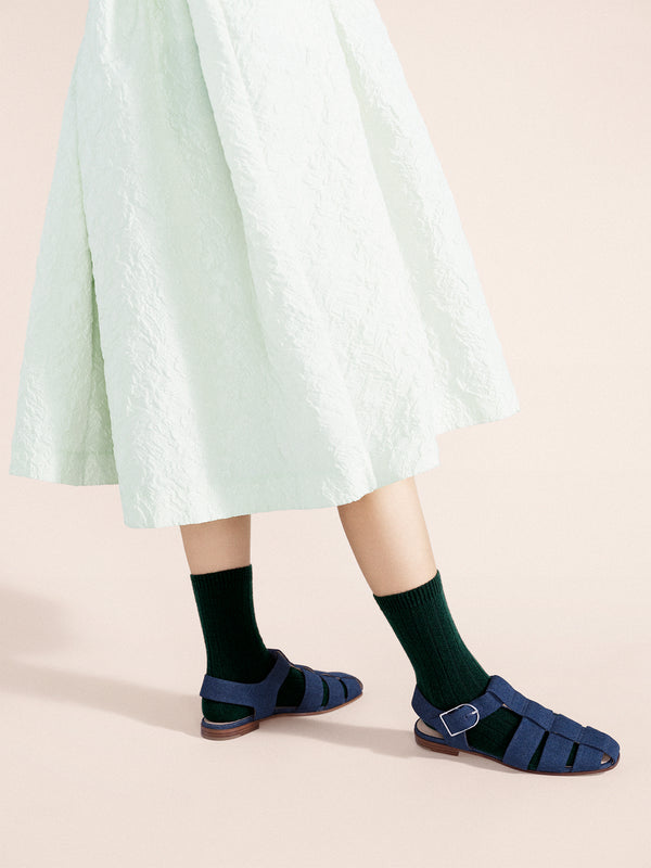 Hansel From Basel Italia Cashmere Cozy Rib Crew Forest Green