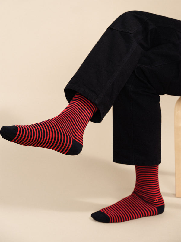 Hansel From Basel Nautical Stripe Men's Crew Navy/red