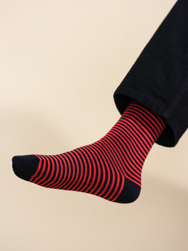 Hansel From Basel Nautical Stripe Men's Crew Navy/red