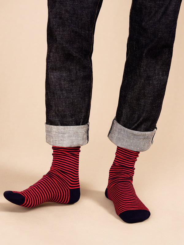 Hansel From Basel Nautical Stripe Men's Crew Navy/red