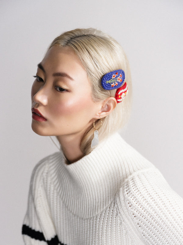 Hansel From Basel Polly Crochet Hair Clips Red Multi