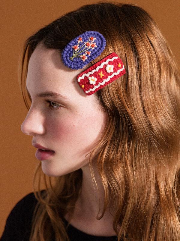 Hansel From Basel Polly Crochet Hair Clips Red Multi
