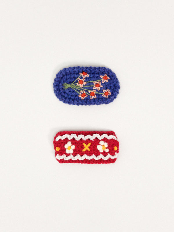 hansel from basel Polly Crochet Hair Clips red multi
