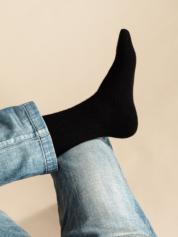 Hansel From Basel Roma Cashmere Rib Men's Crew Black